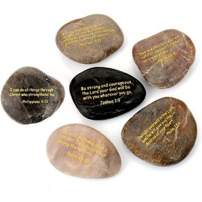 MJFloria Inspirational Scripture Stones, Rocks Engraved Psalm Bible Verse Jesus Christian Religious Gifts for Women Men Kids Friends Family Home Church, Centerpiece, Decorative 6 PCS, Easter Gift in Saudi Arabia