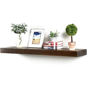 WELLAND Colin 10 "أرفف عائمة عميقة رف حائط ريفي أرفف خشبية مثبتة على الحائط (الجوز، 24 × 10 × 2.75 بوصة) in Kuwait
