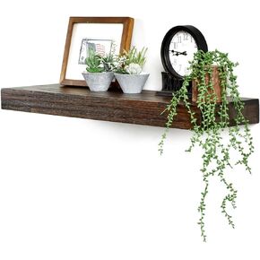 WELLAND Colin 10" Deep Floating Shelves Rustic Wall Shelf Wall Mounted Wooden Shelves (Walnut, 24X10X2.75 inch) in Kuwait