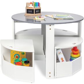 Milliard Kids Table and Chair Set- Activity Play Table for Toddlers-Round Nesting Design with 4 Storage Stools