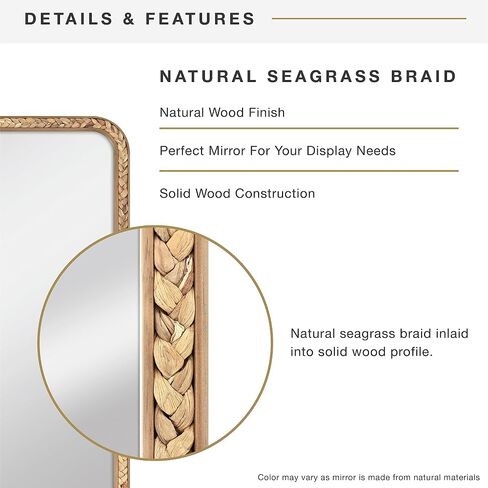 MCS Natural Wood Seagrass Wall Mirror, 24 x 36 Inch, Natural Wood Grain in Saudi Arabia