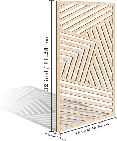 اوياو لوحة فنية جدارية خشبية هندسية بسيطة مفرغة بتصميم بوهيمي كبير لديكور الحائط، 3 لوحات منحوتات جدارية لغرفة المعيشة وغرفة النوم والمكتب 16 × 32 انش in Kuwait