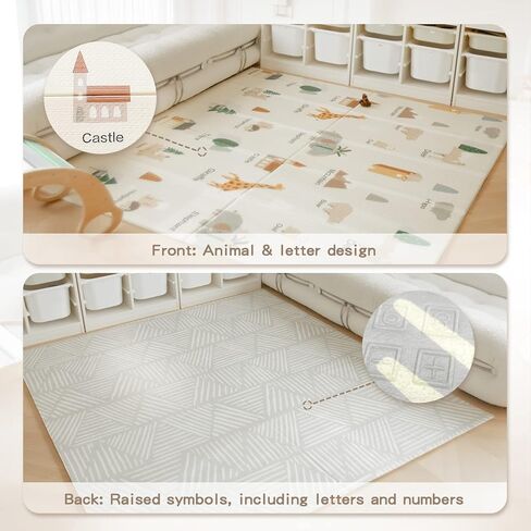 Baby Mat for Floor, 71" x 79" Large Foldable Foam Play Mat for Babies and Toddlers, Crawling Playmat, Reversible Waterproof Kids Play Mat, Play & Tummy Time, Indoor & Outdoor Use in Kuwait