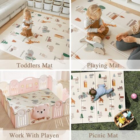Baby Mat for Floor, 71" x 79" Large Foldable Foam Play Mat for Babies and Toddlers, Crawling Playmat, Reversible Waterproof Kids Play Mat, Play & Tummy Time, Indoor & Outdoor Use in Kuwait