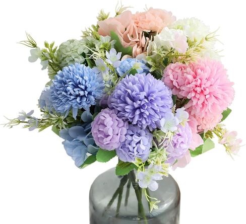 Paper Spiritz Artifical Flowers Silk Hydrangea Fake Flowers 6 Faux Flowers Bulk for Decoration Artificial Flower for Bridal Shower Wedding Home Party Centerpiece Table Living Room Decorations in Kuwait