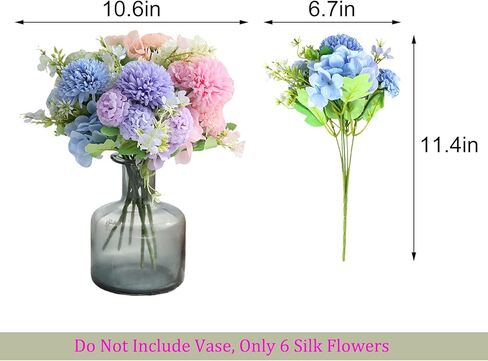 Paper Spiritz Artifical Flowers Silk Hydrangea Fake Flowers 6 Faux Flowers Bulk for Decoration Artificial Flower for Bridal Shower Wedding Home Party Centerpiece Table Living Room Decorations in Kuwait