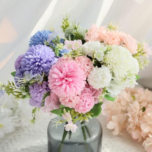 Paper Spiritz Artifical Flowers Silk Hydrangea Fake Flowers 6 Faux Flowers Bulk for Decoration Artificial Flower for Bridal Shower Wedding Home Party Centerpiece Table Living Room Decorations in Kuwait