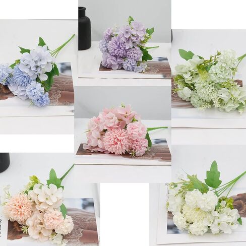 Paper Spiritz Artifical Flowers Silk Hydrangea Fake Flowers 6 Faux Flowers Bulk for Decoration Artificial Flower for Bridal Shower Wedding Home Party Centerpiece Table Living Room Decorations in Kuwait