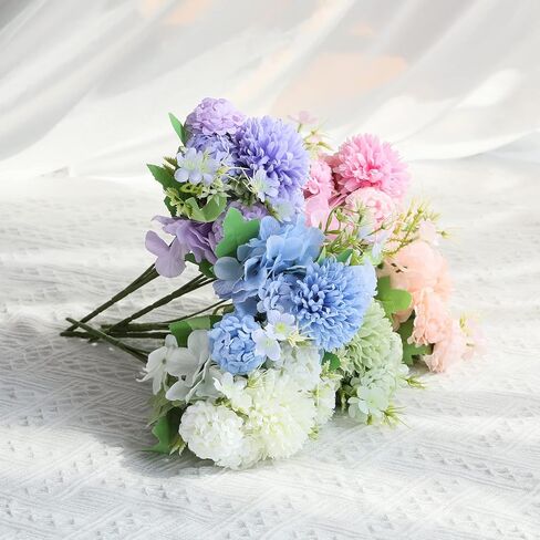 Paper Spiritz Artifical Flowers Silk Hydrangea Fake Flowers 6 Faux Flowers Bulk for Decoration Artificial Flower for Bridal Shower Wedding Home Party Centerpiece Table Living Room Decorations in Kuwait