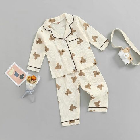 Baby Boy Girl Fall Winter Clothes Cotton Linen Long Sleeve Button Down Shirt Elastic Waist Pants Set 2Pcs Outfits in Saudi Arabia