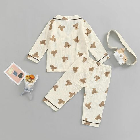 Baby Boy Girl Fall Winter Clothes Cotton Linen Long Sleeve Button Down Shirt Elastic Waist Pants Set 2Pcs Outfits in Saudi Arabia
