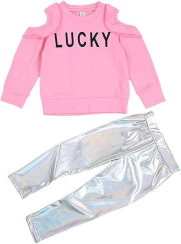 BOEBNOZCV طفل رضيع الفتيات مخطط جرس أسفل وتتسابق الأصفر المحاصيل قميص علوي + السراويل مضيئة ملابس الصيف مجموعة in Kuwait