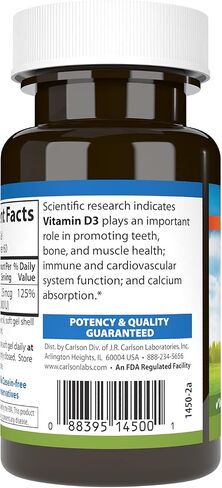 Carlson Labs, Vitamin D3, 25 mcg (1,000 IU), 360 Soft Gels in Saudi Arabia