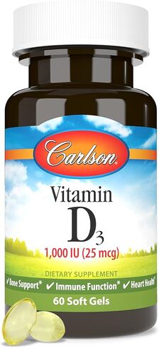 Carlson Labs, Vitamin D3, 25 mcg (1,000 IU), 360 Soft Gels in Saudi Arabia