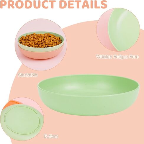 مجموعة أطباق طعام القطط من Fuyamp، 12 قطعة، مقاس 5.7 بوصة، أطباق القطط الملونة، وعاء طعام القطط الصغيرة، وعاء القطط للتعب، للقطط الداخلية، أطباق قش القمح للطعام والماء in Kuwait