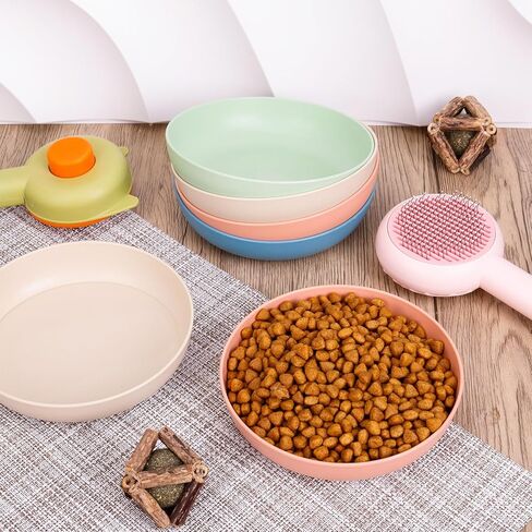 مجموعة أطباق طعام القطط من Fuyamp، 12 قطعة، مقاس 5.7 بوصة، أطباق القطط الملونة، وعاء طعام القطط الصغيرة، وعاء القطط للتعب، للقطط الداخلية، أطباق قش القمح للطعام والماء in Kuwait