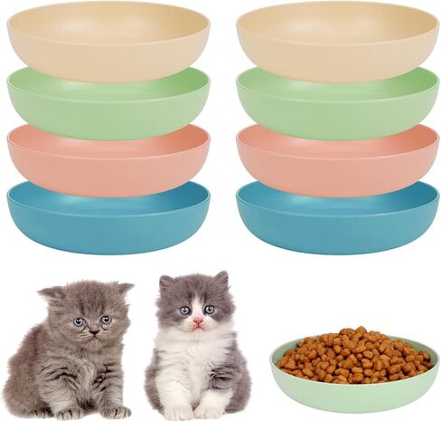 مجموعة أطباق طعام القطط من Fuyamp، 12 قطعة، مقاس 5.7 بوصة، أطباق القطط الملونة، وعاء طعام القطط الصغيرة، وعاء القطط للتعب، للقطط الداخلية، أطباق قش القمح للطعام والماء in Kuwait