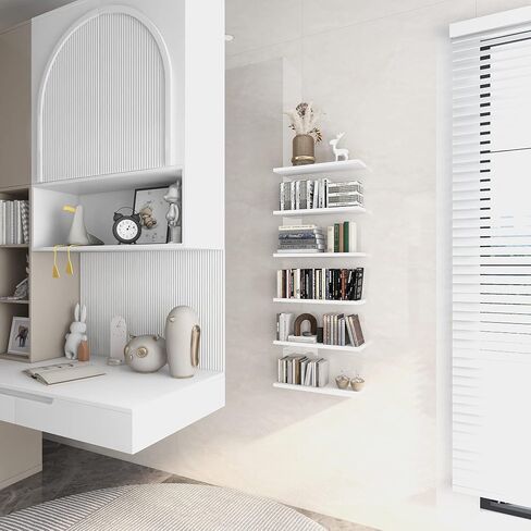 ECHTTHCE White Floating Shelf,Living Room/Bedroom/Office/Concealed Support Floating Shelves. A Set of Three Modern and Fashionable Wall Shelves White in Saudi Arabia