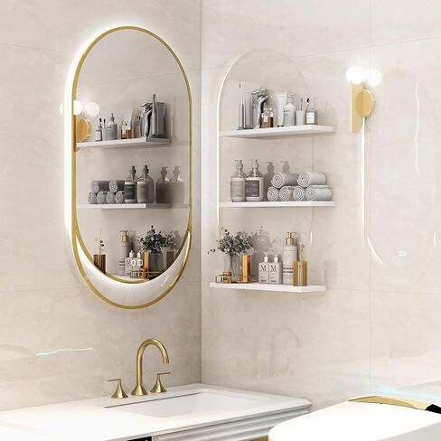 ECHTTHCE White Floating Shelf,Living Room/Bedroom/Office/Concealed Support Floating Shelves. A Set of Three Modern and Fashionable Wall Shelves White in Saudi Arabia