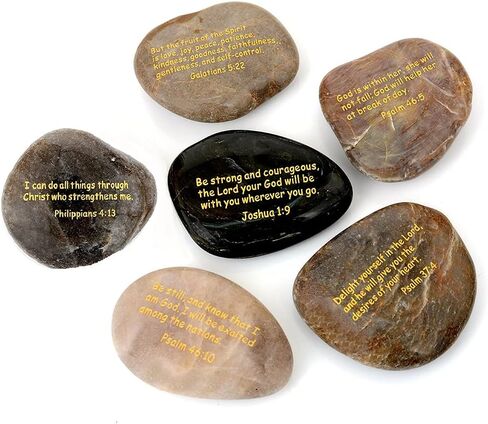 MJFloria Inspirational Scripture Stones, Rocks Engraved Psalm Bible Verse Jesus Christian Religious Gifts for Women Men Kids Friends Family Home Church, Centerpiece, Decorative 6 PCS, Easter Gift in Saudi Arabia