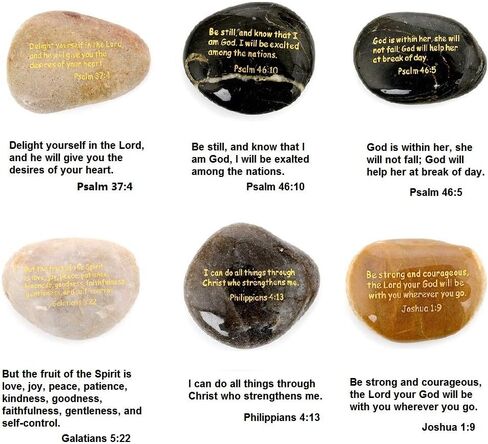 MJFloria Inspirational Scripture Stones, Rocks Engraved Psalm Bible Verse Jesus Christian Religious Gifts for Women Men Kids Friends Family Home Church, Centerpiece, Decorative 6 PCS, Easter Gift in Saudi Arabia