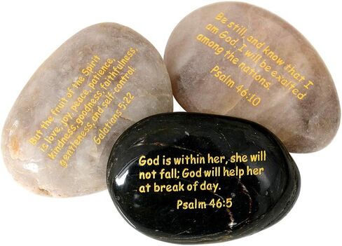 MJFloria Inspirational Scripture Stones, Rocks Engraved Psalm Bible Verse Jesus Christian Religious Gifts for Women Men Kids Friends Family Home Church, Centerpiece, Decorative 6 PCS, Easter Gift in Saudi Arabia
