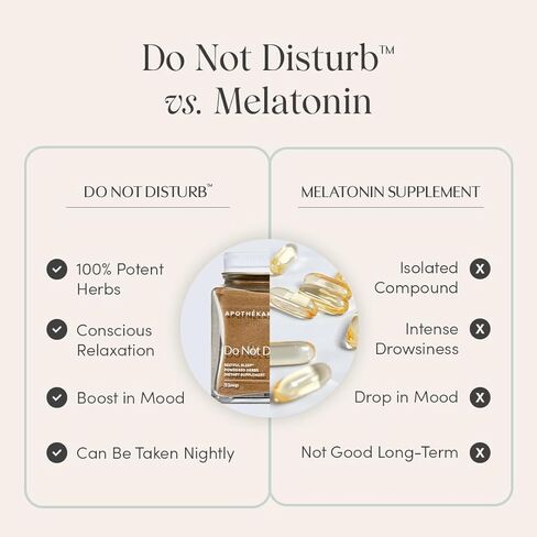 Apothékary Do Not Disturb مساعد النوم، دعم الالتهابات، مكمل مسحوق عشبي لتخفيف التوتر، خالي من السكر، خالي من الغلوتين، نباتي، نباتي in Kuwait