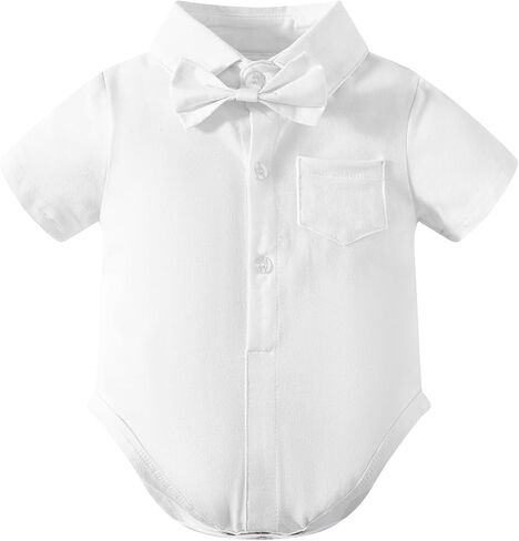 MOMMY'S NEW MAN Newborn Baby Boy Clothes Tuxedo Short Sleeve Gentleman Outfits 0-24M Shirt+Bowtie+Beret Hat+Suspender Pants in Saudi Arabia