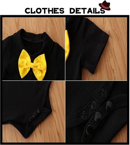 MOMMY'S NEW MAN Newborn Baby Boy Clothes Tuxedo Short Sleeve Gentleman Outfits 0-24M Shirt+Bowtie+Beret Hat+Suspender Pants in Saudi Arabia