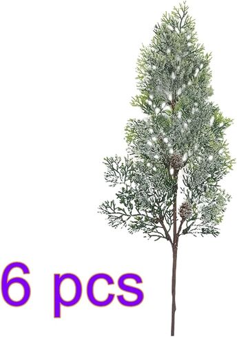 RSTYS 6Pcs Christmas Artificial Pine Needles Branches,60cm Long Fake Foliage Branches Faux Plastic Pine Branches Evergreen Branch Pine Cones Decor for DIY Christmas Craft Wreath Decoration, Green in Kuwait