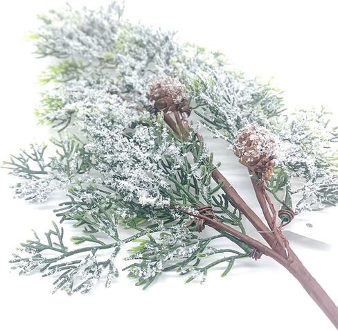 RSTYS 6Pcs Christmas Artificial Pine Needles Branches,60cm Long Fake Foliage Branches Faux Plastic Pine Branches Evergreen Branch Pine Cones Decor for DIY Christmas Craft Wreath Decoration, Green in Kuwait