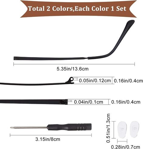 GORGECRAFT 4PCS 2 Colors Eyeglasses Arms Replacement Leg Accessories Eyeglass Temple Arms Universal Eyewear Repair Frame Temple Replacement with Screwdriver Screw Washer for Glasses Sunglasses in Saudi Arabia