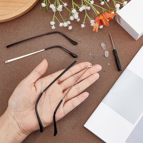 GORGECRAFT 4PCS 2 Colors Eyeglasses Arms Replacement Leg Accessories Eyeglass Temple Arms Universal Eyewear Repair Frame Temple Replacement with Screwdriver Screw Washer for Glasses Sunglasses in Saudi Arabia