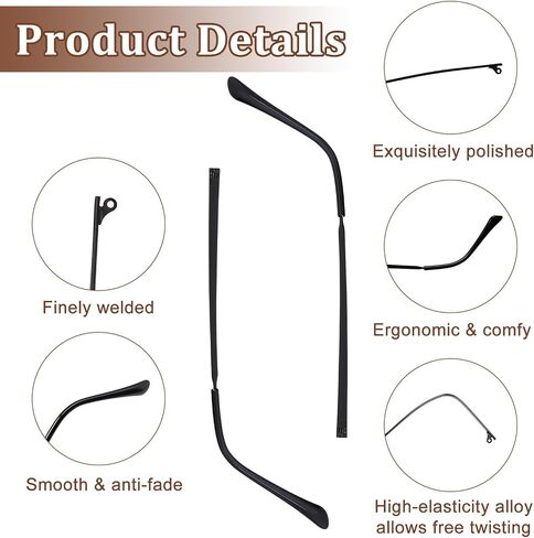 GORGECRAFT 4PCS 2 Colors Eyeglasses Arms Replacement Leg Accessories Eyeglass Temple Arms Universal Eyewear Repair Frame Temple Replacement with Screwdriver Screw Washer for Glasses Sunglasses in Saudi Arabia