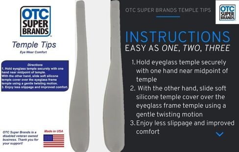 OTC Super Brands Temple Tips Pair Eyewear Comfort and Reduced Slippage - Fits Medium to Large Size Frames - Not Wire or Narrow Frames - (2 Pair) in Kuwait
