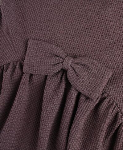 Dark Grapemist Waffle Knit Long Sleeve Bow Back Top - 8 in Saudi Arabia