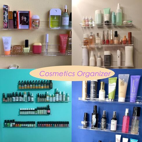 YFEEN 4Pack Clear Acrylic Shelf Vinyl Record Shelf Wall Mount,15 INCH Acrylic Record Album Holder Shelves,Floating Book Shelves for Kids Room in Kuwait