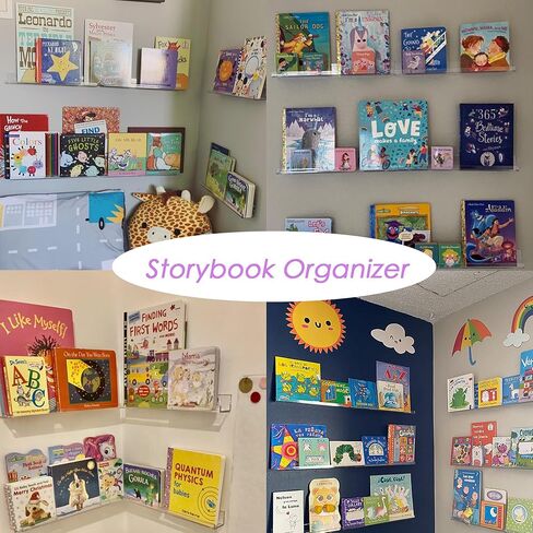 YFEEN 4Pack Clear Acrylic Shelf Vinyl Record Shelf Wall Mount,15 INCH Acrylic Record Album Holder Shelves,Floating Book Shelves for Kids Room in Kuwait