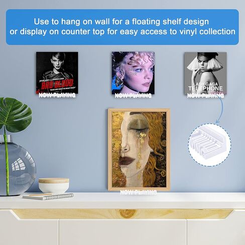 Aivwis Premium Now Playing Vinyl Record Stand، رف سجل ثلاثي الأبعاد مثبت على الحائط، يلعب الآن حامل سجل لجامع السجلات، ديكور الحائط للمنزل أو المكتب، الممر، متجر السجلات (برتقالي) in Kuwait
