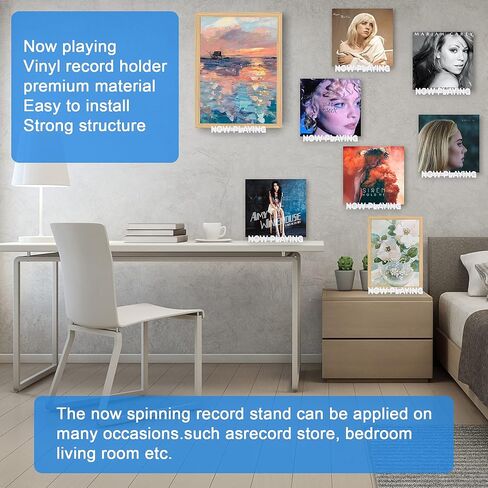 Aivwis Premium Now Playing Vinyl Record Stand، رف سجل ثلاثي الأبعاد مثبت على الحائط، يلعب الآن حامل سجل لجامع السجلات، ديكور الحائط للمنزل أو المكتب، الممر، متجر السجلات (برتقالي) in Kuwait
