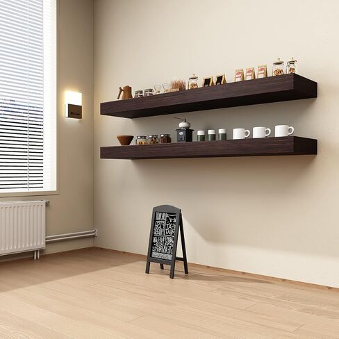 WELLAND Colin 10 "أرفف عائمة عميقة رف حائط ريفي أرفف خشبية مثبتة على الحائط (الجوز، 24 × 10 × 2.75 بوصة) in Saudi Arabia