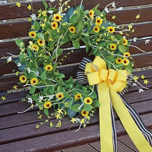 اكاليل الربيع للباب الأمامي، اكليلا من الزهور ديزي والخيش القوس، لعيد الحب الشتاء المنزل مزرعة في الهواء الطلق ديكورات الديكور في الداخل in Kuwait