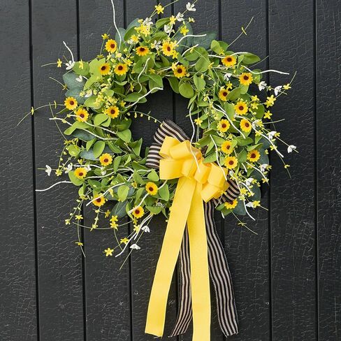 اكاليل الربيع للباب الأمامي، اكليلا من الزهور ديزي والخيش القوس، لعيد الحب الشتاء المنزل مزرعة في الهواء الطلق ديكورات الديكور في الداخل in Kuwait