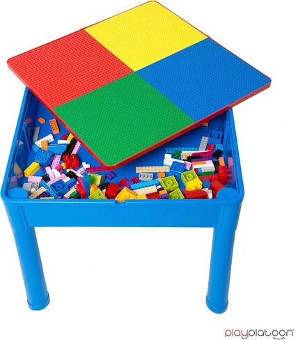 مجموعة طاولة أنشطة 5 في 1 من Platoon Kids - حسية وفنية ومائية ومكعبات بناء وحرف يدوية - للأطفال الصغار - أحمر/أزرق/أصفر/أخضر in Kuwait