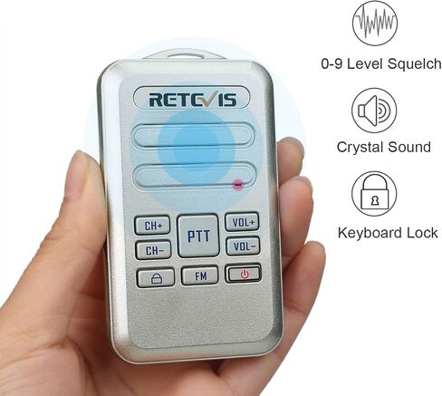 Retevis RT20 Small Walkie Talkies for Adults Mini Size Portable Two Way Radios Rechargeable with Clear Audio Hands Free Keyboard Lock(Silver, 5 Pack) in Saudi Arabia