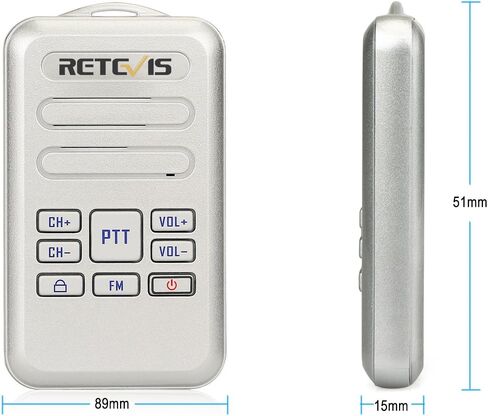 Retevis RT20 Small Walkie Talkies for Adults Mini Size Portable Two Way Radios Rechargeable with Clear Audio Hands Free Keyboard Lock(Silver, 5 Pack) in Saudi Arabia