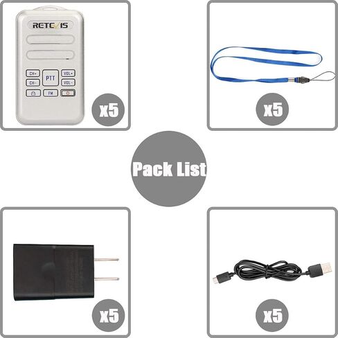 Retevis RT20 Small Walkie Talkies for Adults Mini Size Portable Two Way Radios Rechargeable with Clear Audio Hands Free Keyboard Lock(Silver, 5 Pack) in Saudi Arabia