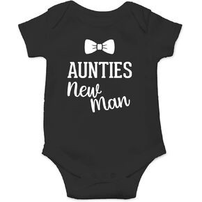 Funnwear Auntie's New Man - Auntie Loves Me New Aunt Reveal - Funny Cute Infant Boy Romper, One-Piece Baby Bodysuit