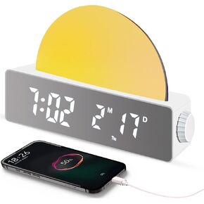 gevaabu Sunrise Lamp Sunrise Alarm Clock, Wake Up Light Dawn Simulator, Bedside Sun Lamp 7 Color Changing Lights for Bedroom Night Light for Heavy Sleepers Adults, Gift for Kids Teenage Boys Girls in Saudi Arabia