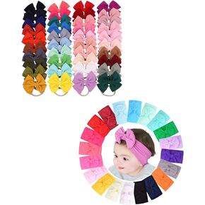 60 قطعة طفلة Headbands الطفل فيونكات شعر Headbands لينة النايلون العصابات الشعر إكسسوارات الشعر للأطفال حديثي الولادة طفل الفتيات الرضع in Kuwait
